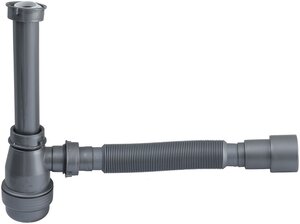 Изображение товара Сифон Aquanet 00332449, для раковины, с накидной гайкой, серый