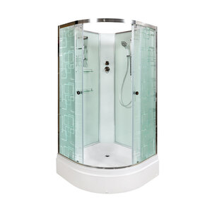 Изображение товара Душевая кабина AvaCan EM3011N, 110 x 110 см, средний поддон, без крыши, стекло с рисунком, профиль хром, 88040