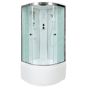 Изображение товара Душевая кабина AvaCan EM5011EL, 110 x 110 см, с крышей, высокий поддон, стекло с рисунком, профиль хром, 88045