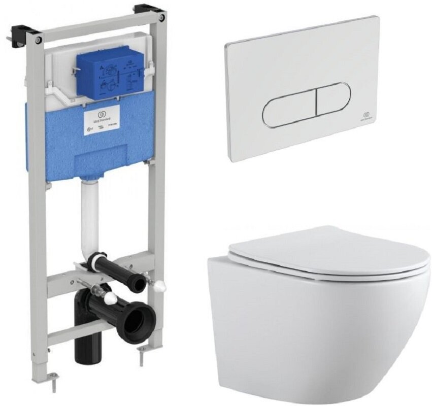Изображение товара Инсталляция Aquanet Cetus 2.0 W LX-1901 безободковый подвесной унитаз с микролифтом