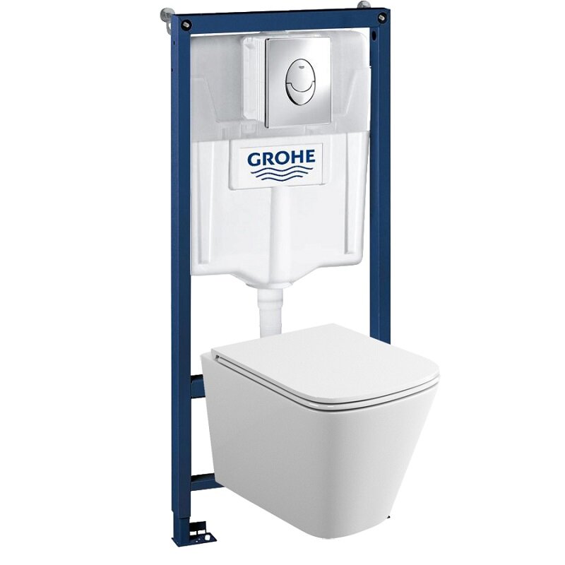 Изображение товара Grohe Rapid SL GH 39190001: подвесной унитаз+инсталляция, безободковый, микролифт Изображение товара Grohe Rapid SL GH 39190001: подвесной унитаз+инсталляция, безободковый, микролифт