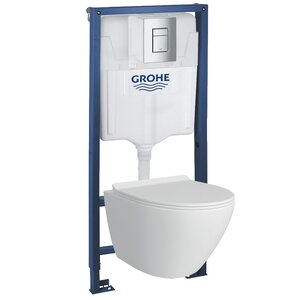 Изображение товара Инсталляция Grohe Rapid SL GH 39183001, унитаз безободковый, сиденье микролифт, белый, клавиша хром