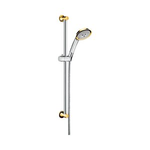Изображение товара Душевой гарнитур Hansgrohe Raindance Classic 3jet, 27843090, штанга 65 см, лейка 3 режима, хром, декор золото