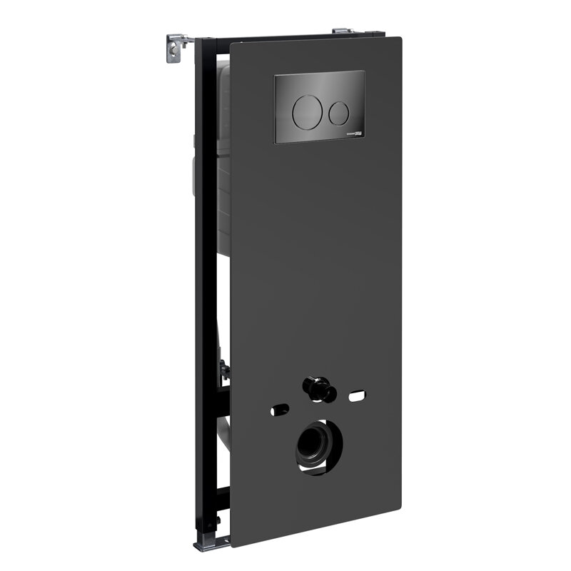 Изображение товара Инсталляция WasserKraft Abens 20TLT.010.ME.BL.PB02 с черной стеклянной панелью и механической кнопк