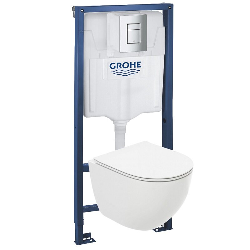 Изображение товара Инсталляция Grohe Rapid SL GH 39182001, унитаз безободковый, сиденье микролифт, белый, клавиша хром