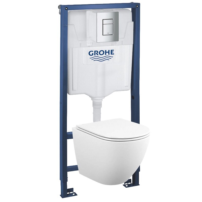 Изображение товара Инсталляция Grohe Rapid SL GH 39181001 - Безободковый унитаз с микролифтом