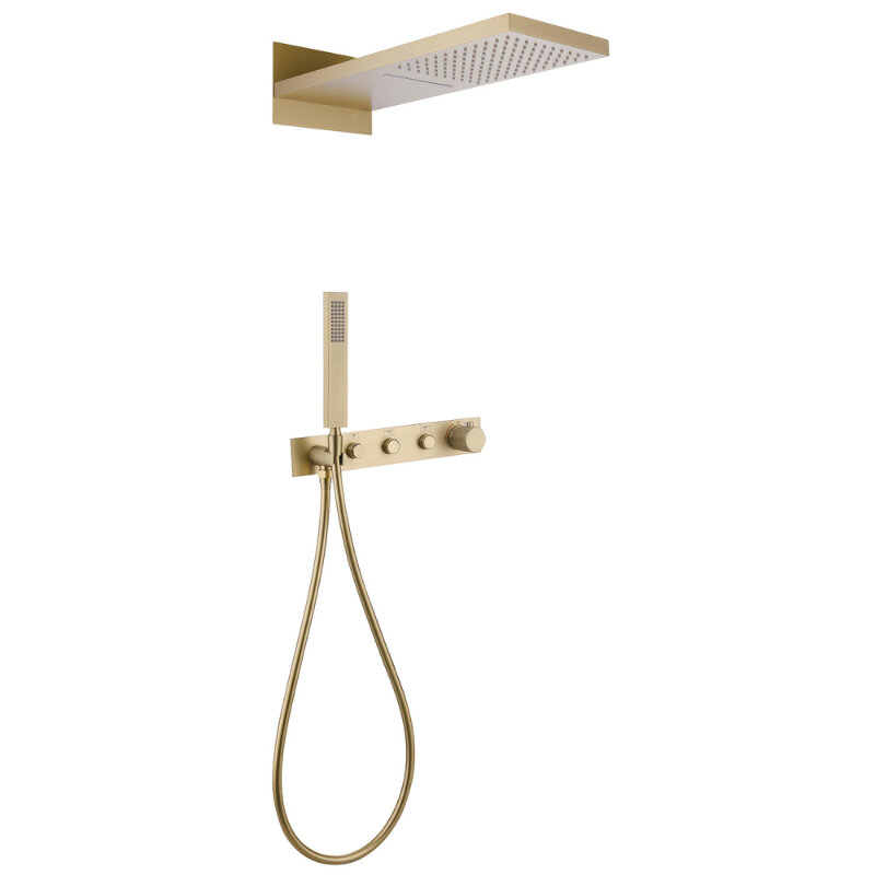 Изображение товара Душевая система Abber Rund AF8752G, термостатическая, золото матовое