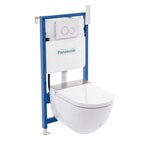 Инсталляция с подвесным электронным унитазом Panasonic CH2730, сиденье микролифт, безободковый, клавиша смыва белая глянцевая - фото 1