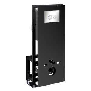Изображение товара Инсталляция для унитаза WasserKraft Glan 66TLT.010.ME.BL.BN01, декоративная стеклянная панель черная, механическая кнопка смыва никель