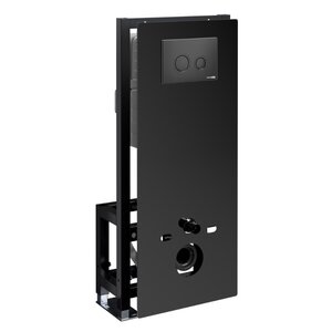 Изображение товара Инсталляция для унитаза WasserKraft Glan 66TLT.010.ME.BL.MB01, декоративная стеклянная панель черная, механическая кнопка смыва черная матовая