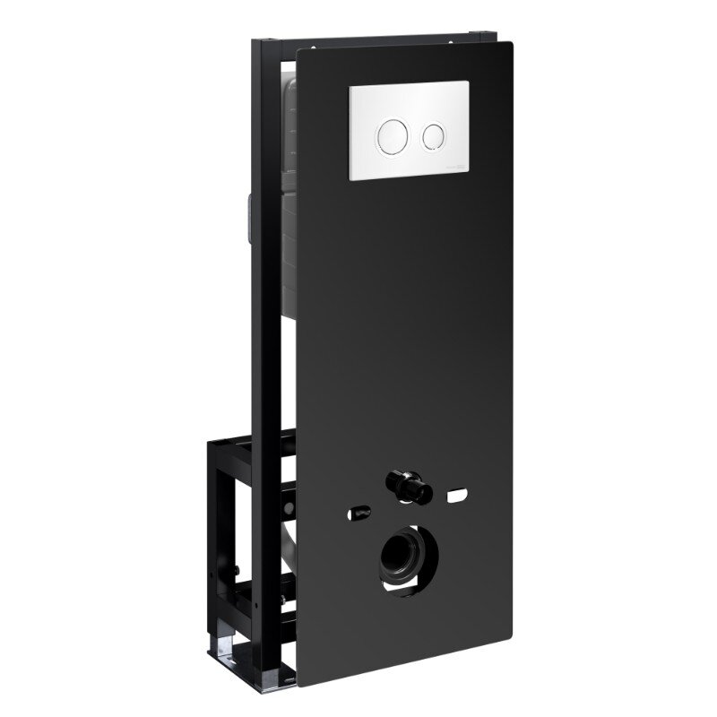 Изображение товара Инсталляция для унитаза WasserKraft Glan 66TLT.010.ME.BL.WH01, декоративная стеклянная панель черная, механическая кнопка смыва белая, ободки хром Изображение товара Инсталляция для унитаза WasserKraft Glan 66TLT.010.ME.BL.WH01, декоративная стеклянная панель черная, механическая кнопка смыва белая, ободки хром