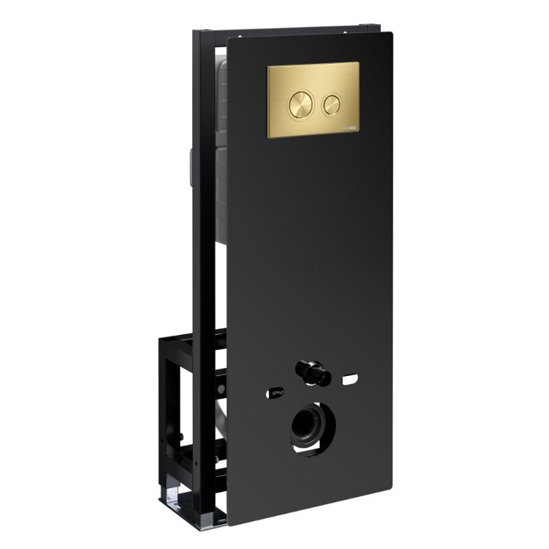 Изображение товара Инсталляция для унитаза WasserKraft Glan 66TLT черная стеклянная панель механическая кнопка золото