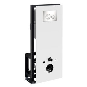 Изображение товара Инсталляция для унитаза WasserKraft Glan 66TLT.010.ME.WH.BN02, декоративная стеклянная панель белая, механическая кнопка смыва никель