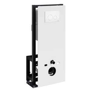 Изображение товара Инсталляция для унитаза WasserKraft Glan 66TLT.010.ME.WH.WH02, декоративная стеклянная панель белая, механическая кнопка смыва белая