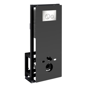 Изображение товара Инсталляция для унитаза WasserKraft Glan 66TLT.010.ME.BL.BN02, декоративная стеклянная панель черная, механическая кнопка смыва никель