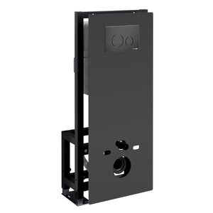 Изображение товара Инсталляция для унитаза WasserKraft Glan 66TLT.010.ME.BL.MB02, декоративная стеклянная панель черная, механическая кнопка смыва черная матовая