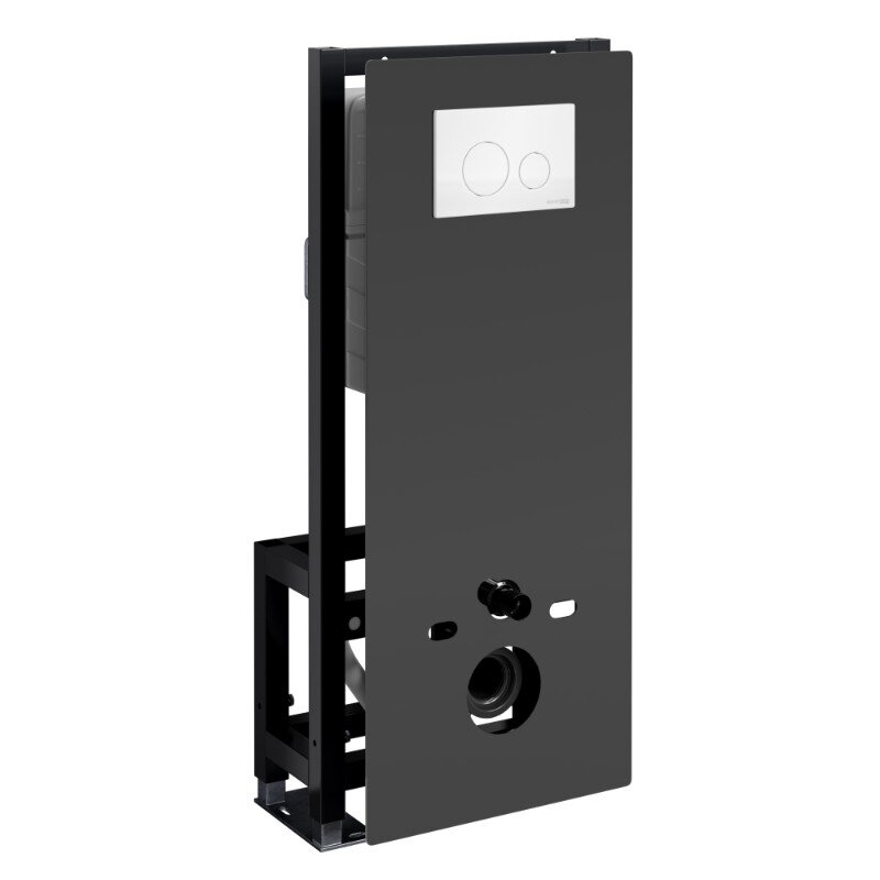 Изображение товара Инсталляция для унитаза WasserKraft Glan 66TLT.010.ME.BL.WH02, декоративная стеклянная панель черная, механическая кнопка смыва белая Изображение товара Инсталляция для унитаза WasserKraft Glan 66TLT.010.ME.BL.WH02, декоративная стеклянная панель черная, механическая кнопка смыва белая