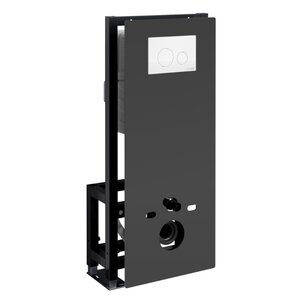 Изображение товара Инсталляция для унитаза WasserKraft Glan 66TLT.010.ME.BL.WM02, декоративная стеклянная панель черная, механическая кнопка смыва белая матовая