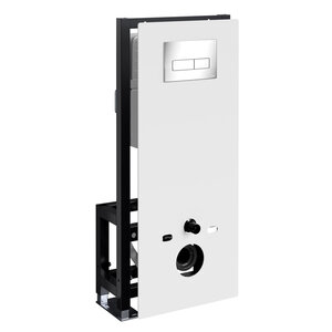 Изображение товара Инсталляция для унитаза WasserKraft Glan 66TLT.010.ME.WH.CH03, декоративная стеклянная панель белая, механическая кнопка смыва хром