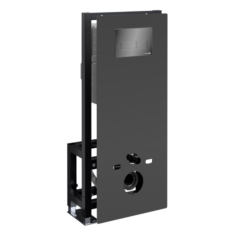 Изображение товара Инсталляция для унитаза WasserKraft Glan с стеклянной панелью черная механическая кнопка