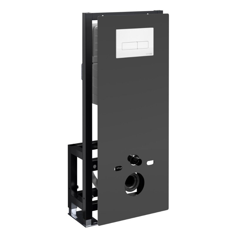 Изображение товара Инсталляция для унитаза WasserKraft Glan 66TLT 010 ME BL WH03, черная стеклянная панель, механическ