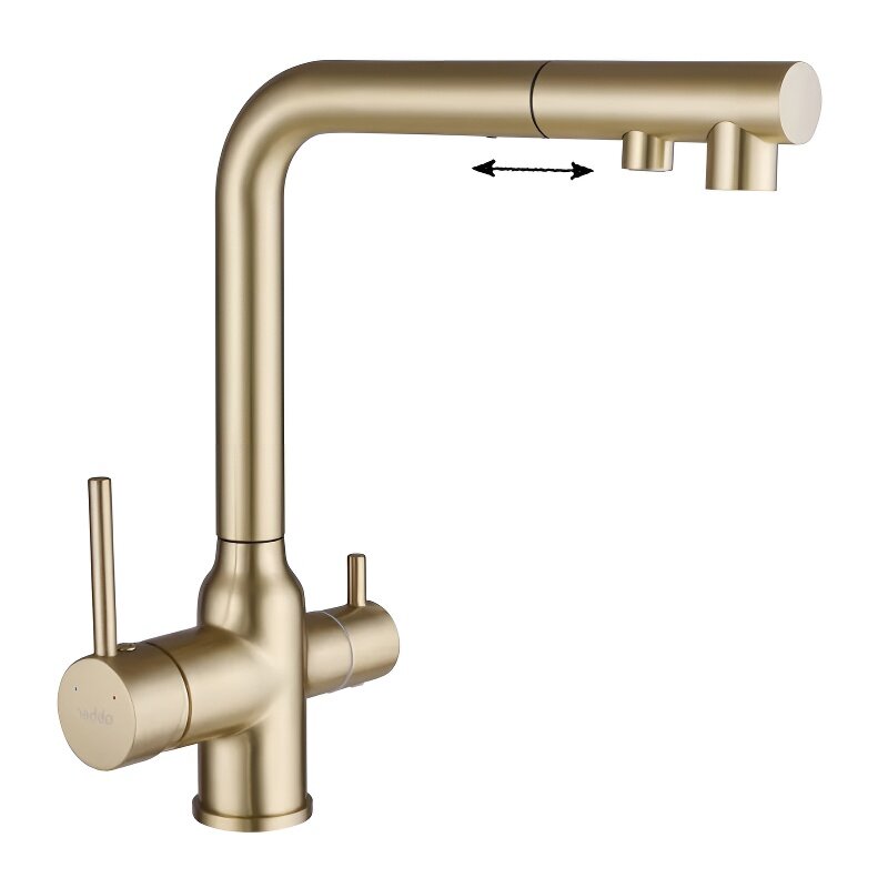 Изображение товара Смеситель для кухни Abber Emotion AF8814G с подключением к фильтру и матовым золотым покрытием