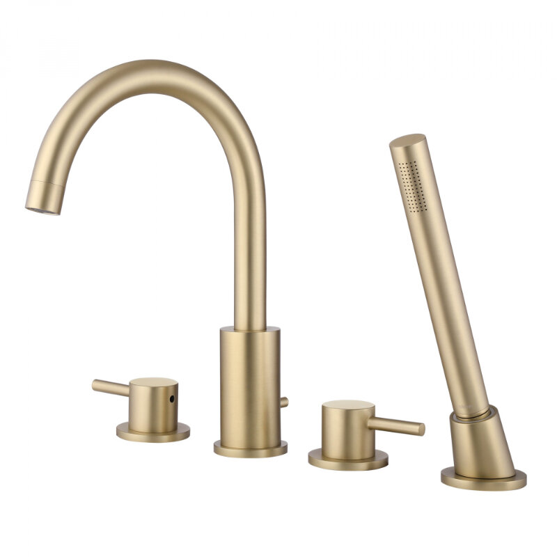 Изображение товара Смеситель для ванны с поворотным изливом и лейкой Abber Wasser Kreis AF8113G золото матовое