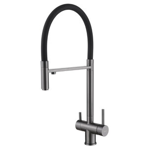Изображение товара Смеситель Abber Wasser Kreis AF81141NG, для кухонной мойки с подключением к фильтру, с гибким изливом, цвет оружейная сталь