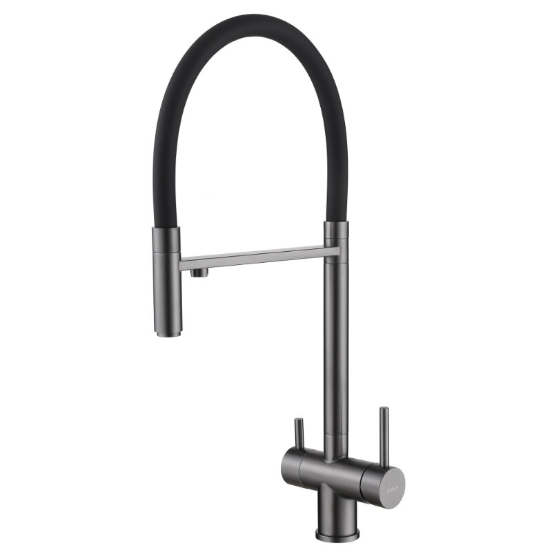Изображение товара Смеситель Abber Wasser Kreis AF81141NG, для кухонной мойки с подключением к фильтру, с гибким изливом, цвет оружейная сталь Изображение товара Смеситель Abber Wasser Kreis AF81141NG, для кухонной мойки с подключением к фильтру, с гибким изливом, цвет оружейная сталь