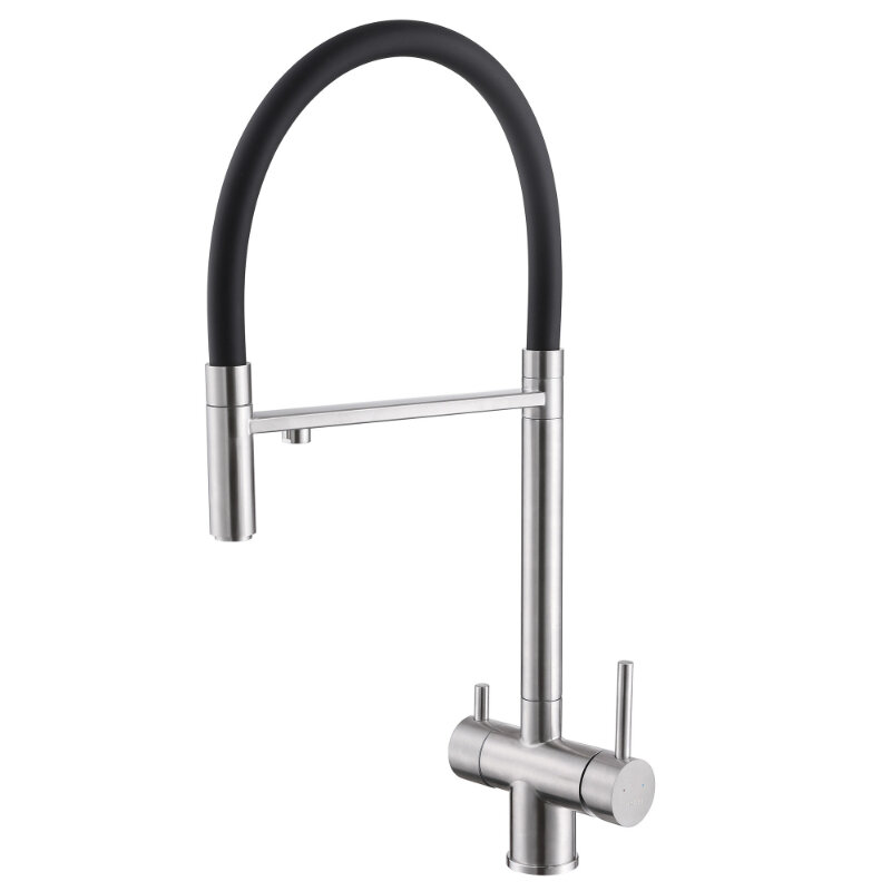 Изображение товара Смеситель кухонный Abber Wasser Kreis AF81141SP с гибким изливом и подключением к фильтру сатин