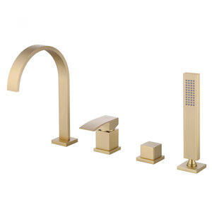 Изображение товара Смеситель Abber Wasserfall AF8613G, на борт ванны, цвет золото матовое