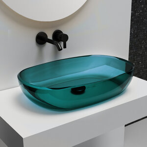 Изображение товара Раковина Abber Kristall AT2805Aquamarin 60 см полиэфир бирюзовая для углового монтажа