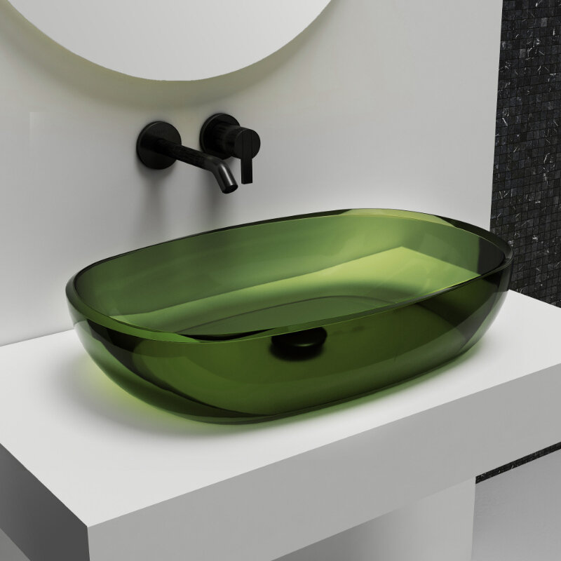 Изображение товара Раковина Abber Kristall AT2805Emerald 60 см полиэфирная зеленая угловая