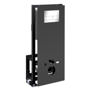 Изображение товара Инсталляция для унитаза WasserKraft Glan 66TLT.010.ME.BL.CH04, декоративная стеклянная панель черная, механическая кнопка смыва хром