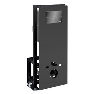 Изображение товара Инсталляция для унитаза WasserKraft Glan 66TLT.010.ME.BL.PB04, декоративная стеклянная панель черная, механическая кнопка смыва черная