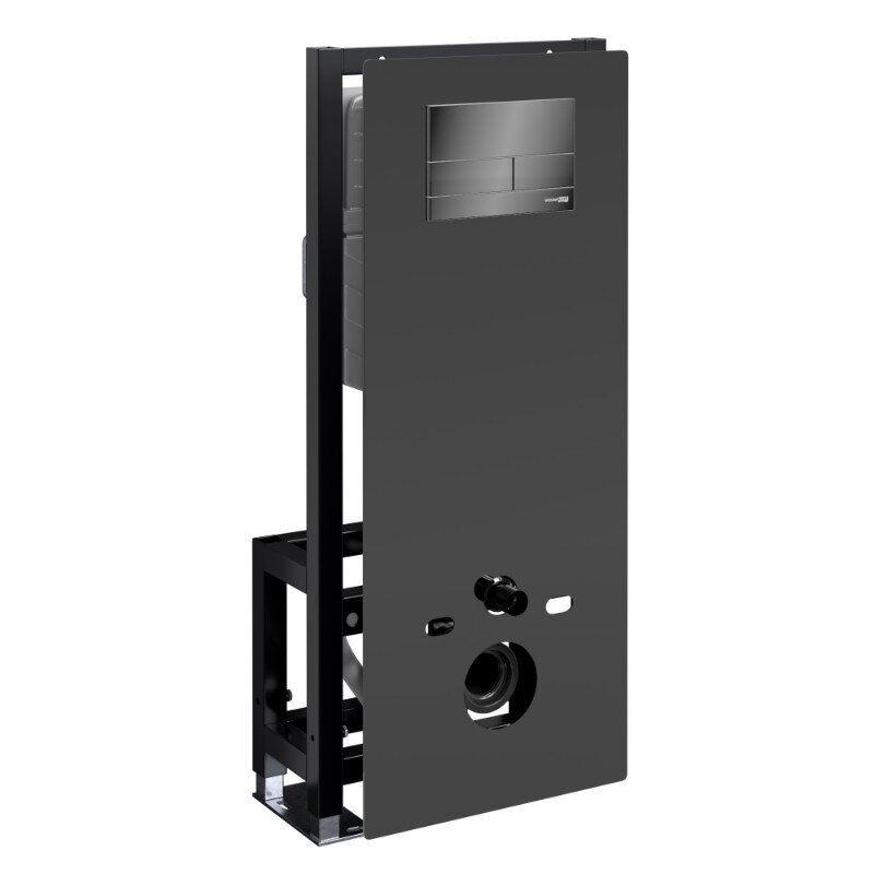 Изображение товара Инсталляция для унитаза WasserKraft Glan 66TLT.010.ME.BL.PB04, декоративная стеклянная панель черная, механическая кнопка смыва черная Изображение товара Инсталляция для унитаза WasserKraft Glan 66TLT.010.ME.BL.PB04, декоративная стеклянная панель черная, механическая кнопка смыва черная
