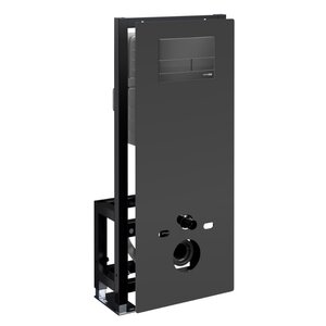 Изображение товара Инсталляция для унитаза WasserKraft Glan 66TLT.010.ME.BL.MB04, декоративная стеклянная панель черная, механическая кнопка смыва черная матовая