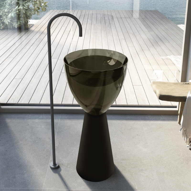 Изображение товара Раковина Abber Kristall AT2703Black-Vesuvian 45 см угловая из полиэфира черный оливковый стильный д