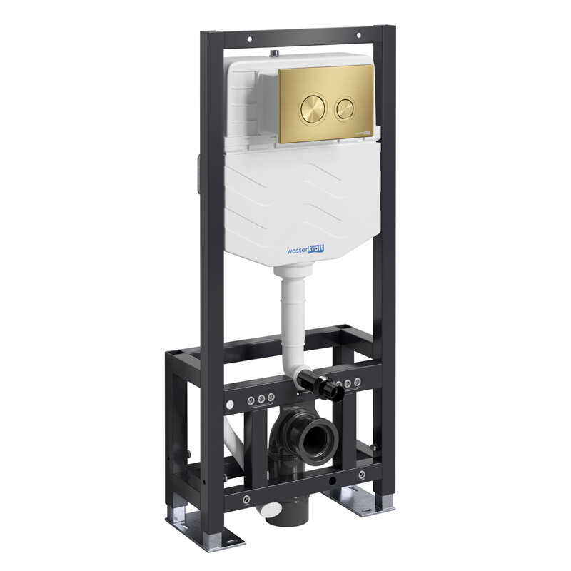 Изображение товара Инсталляция для унитаза WasserKraft Dill 61TLT.010.ME.MG01, узкая, механическая клавиша, золото мат