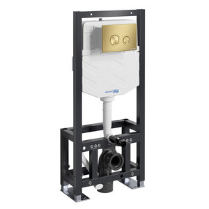 Изображение товара Инсталляция для унитаза WasserKraft Dill 61TLT.010.ME.MG01, механическая клавиша золото матовое