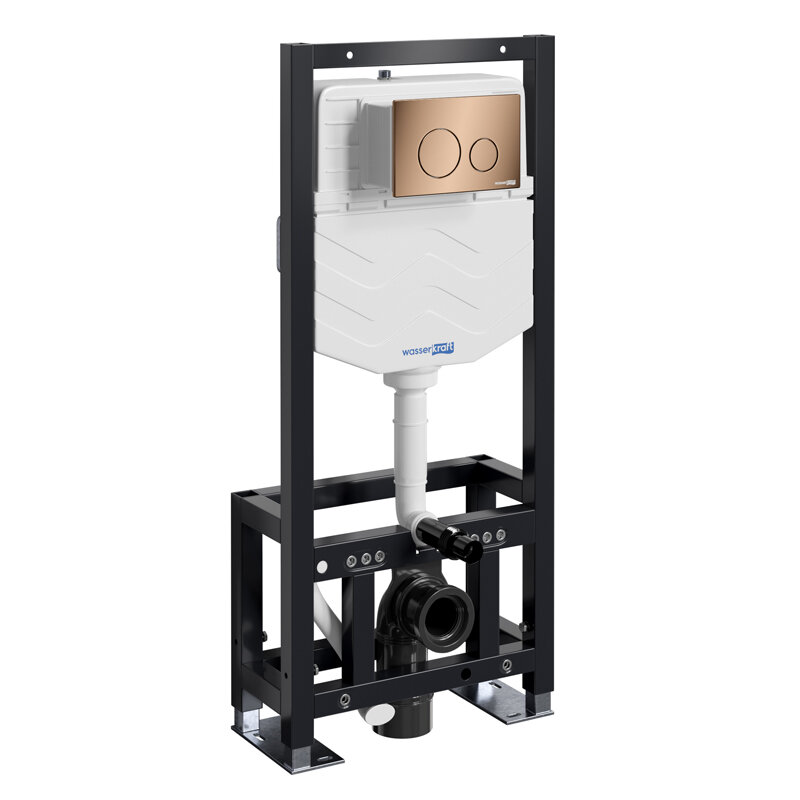 Изображение товара Инсталляция для унитаза WasserKraft Dill 61TLT.010.МЕ.РГ02 с механической клавишей золото розовое