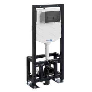 Изображение товара Инсталляция для унитаза WasserKraft Dill 61TLT.010.МE.MB03, механическая клавиша черная матовая