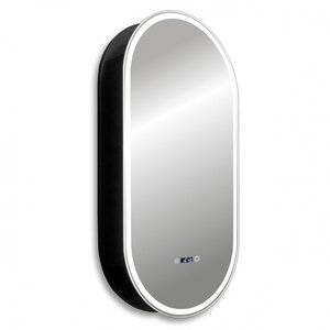 Изображение товара Зеркальный шкаф Abber Kontur AG6339SWHB, 50 см, подсветка, сенсорный выключатель, часы, подогрев, цвет черный