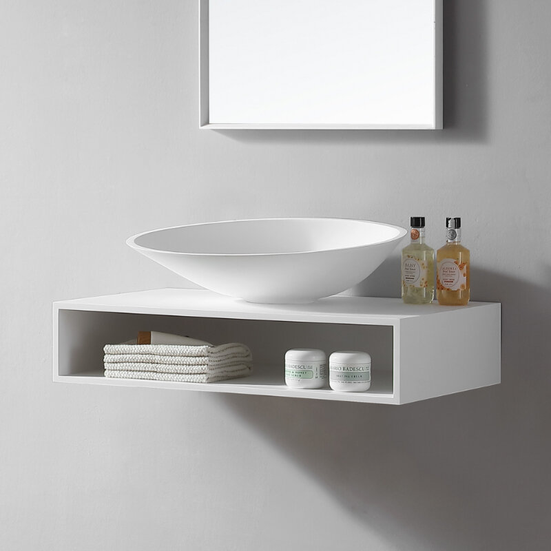 Изображение товара Тумба под раковину Abber Stein AS1612 80 см подвесная белый матовый