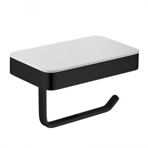 Изображение товара Держатель туалетной бумаги Abber Nord AA1730B, с полкой, цвет черный матовый