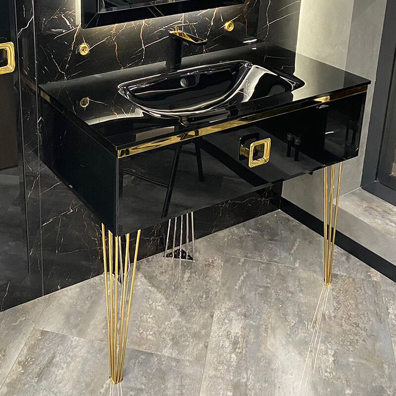 Изображение товара Тумба под раковину Armadi Art Lucido 770-100-B подвесная 100 см черная