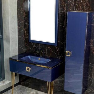 Изображение товара Раковина Armadi Art Lucido 852-080-BL 81 см стекло синий угловая