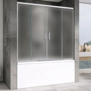 Изображение товара Шторка на ванну Abber Schwarzer Diamant AG57160M, 160 х 140 см, стекло матовое, профиль хром