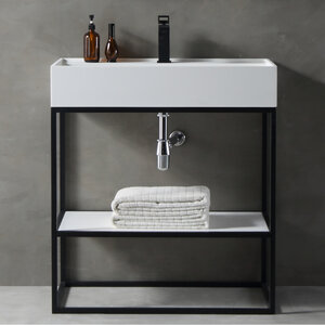 Изображение товара Тумба под раковину Abber Stein AS2630 80 см напольная белый матовый