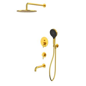 Изображение товара Душевая система Whitecross Y, YSET07TOPGLB, с изливом, цвет брашированное золото